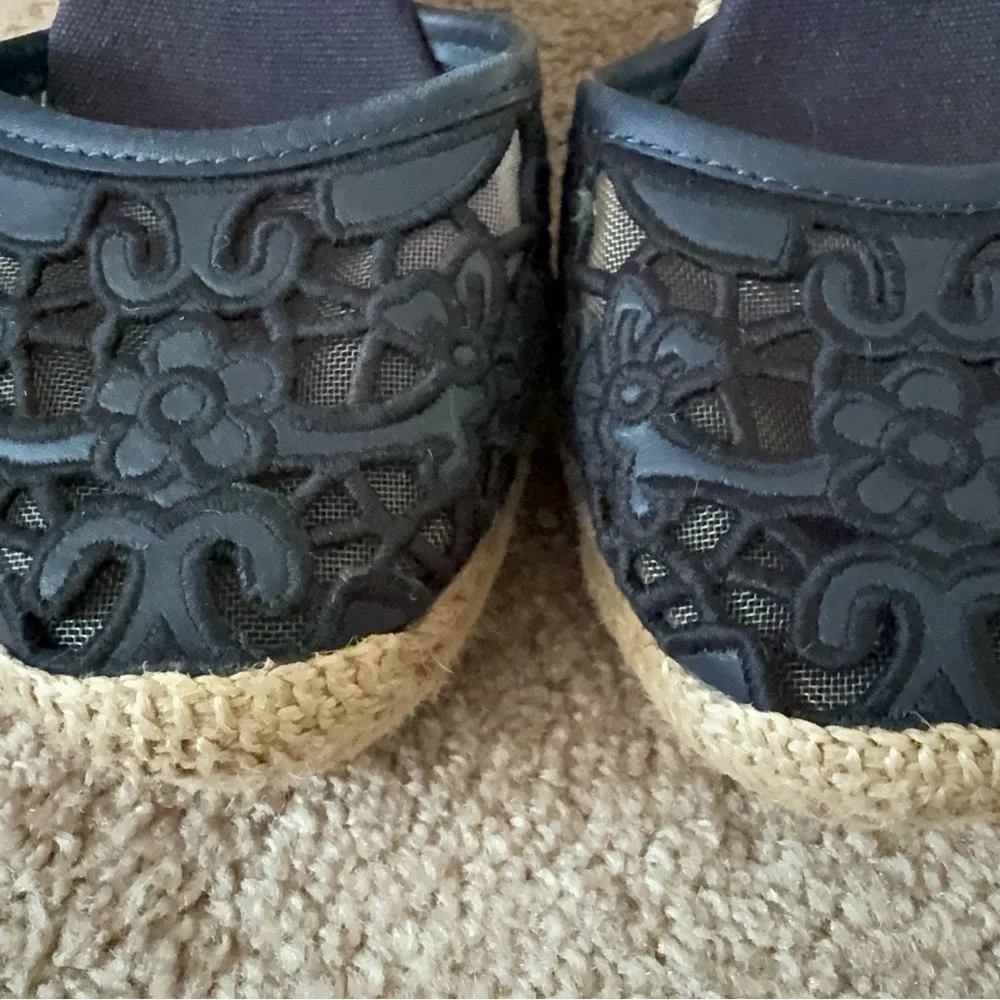 Tory Burch Lucia Lace Wedge Espadrilles Ankle Strap